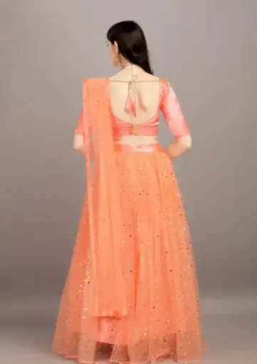 Elegant Peach Embellished Lehenga Choli